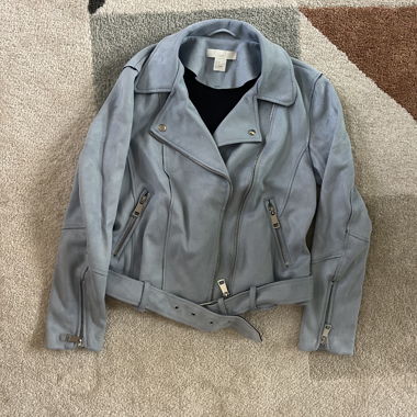 Veste daim bleu