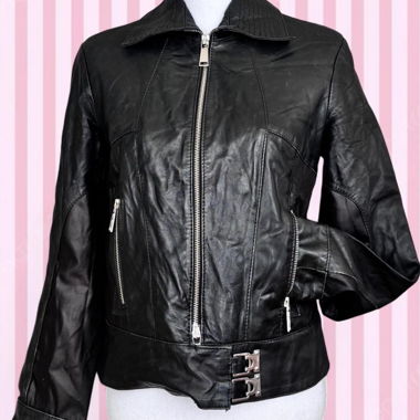 Genuine Leather Moto Jacket y2k