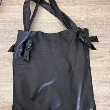 Black leather tote bag