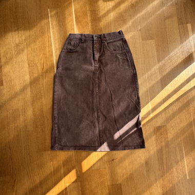 Gonna dritta midi in denim marrone Keltis
