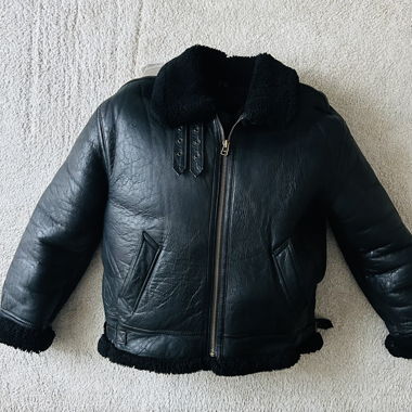 Bombardier stile Schott, nero, 100% pelle d'agnello