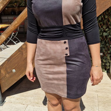 Robe courte bicolore manches 3/4 Carnaby