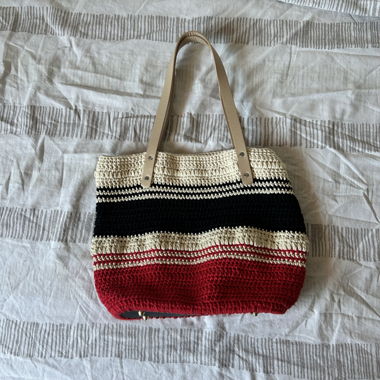 Mehrfarbige Häkel-Shopper Tasche, handgemacht