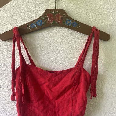 red top with ties