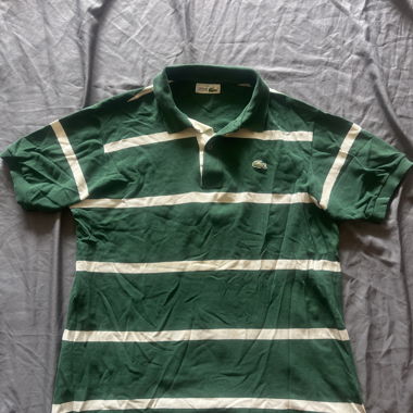 Polo Lacoste verde a righe