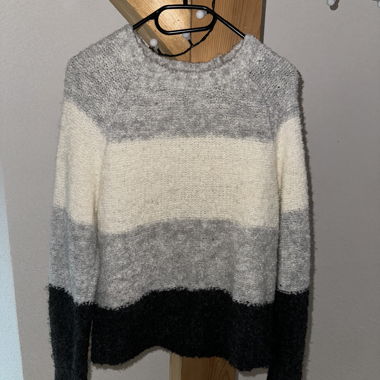 Striped Cozy Sweater in Grey, White, Black