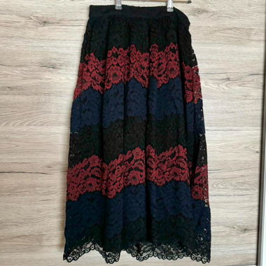 mint & berry black, navy blue and red lace skirt