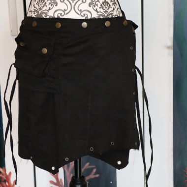 Black steampunk utility skirt