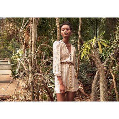 Beige Linen Mini Dress