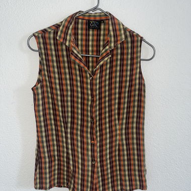 Camicia estiva a quadri arancioni