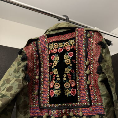Military style jacked with romantic embroidery 