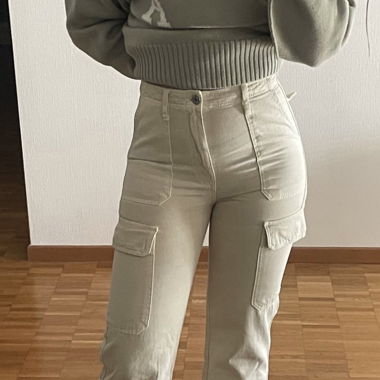 Pantalon cargo Zara, beige, XS