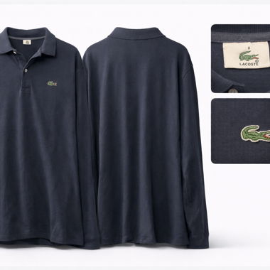 Polo manica lunga Lacoste grigio scuro, taglia 8 cm