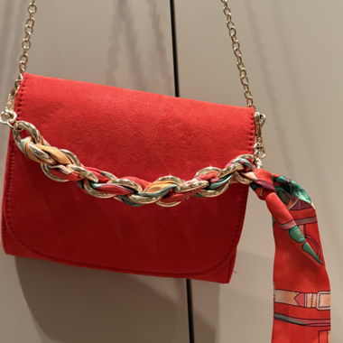 Rote Wildleder Handtasche