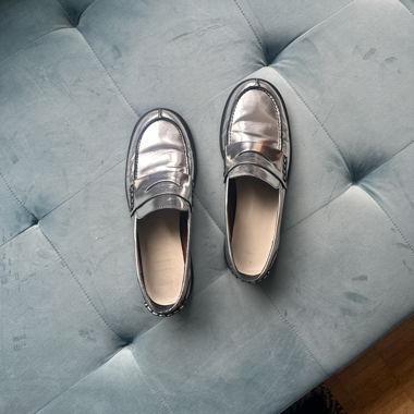 Silber Leder Loafers Bimba y Lola