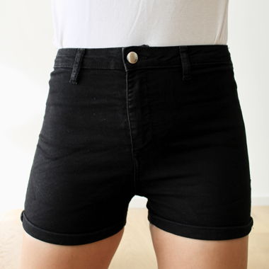 Shorts en jean stretch, noir