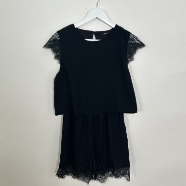 Black lace shorts romper