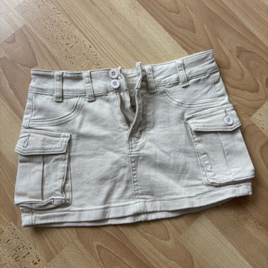Beige Cargo Mini Skirt