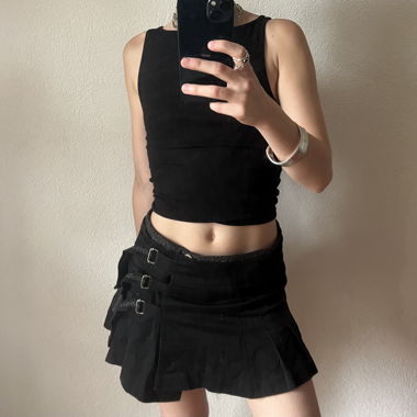 Unique black mini skirt 