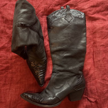 Stivali in pelle stile western neri taglia 38