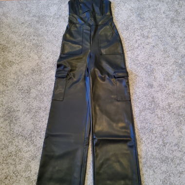 Black Faux Leather Jumpsuit