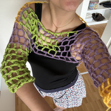Crochet mesh shrug