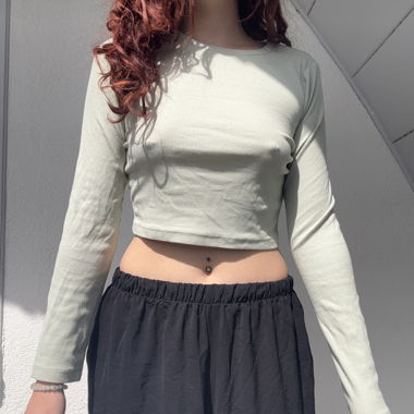 Langarm Crop Shirt
