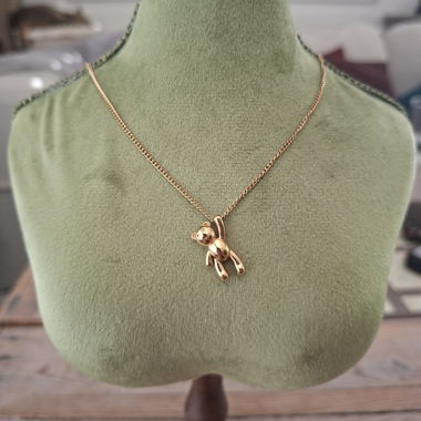 Bear Pendant Necklace Stainless Steel 18k Plated