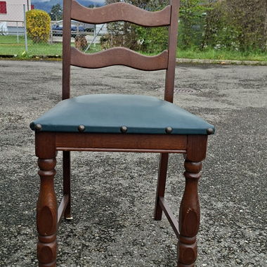 6 chaises en bois avec assise verte