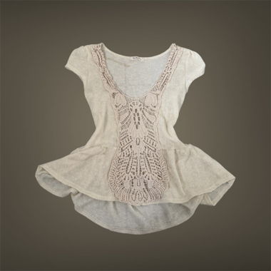 Spitzen Boho Einsatz Strickoberteil Shirt Bluse Y2K