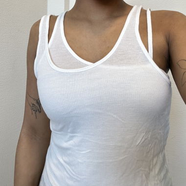 White ribbed top with double straps