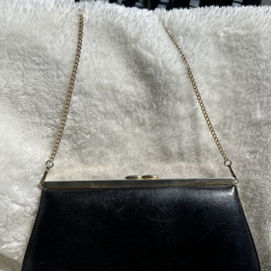 Dior Sac à main vintage en cuir noir chaîne dorée