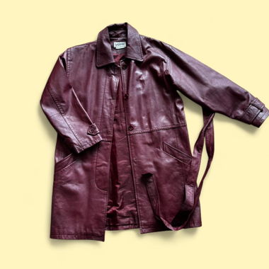 Cappotto in pelle bordeaux