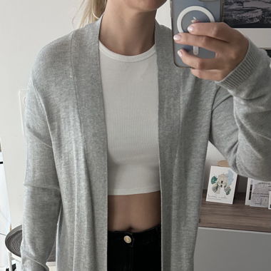 Lange Strickjacke grau von comma 