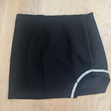Black ZARA mini skirt with rhinestone trim