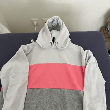 Hoodie weiss pink grau