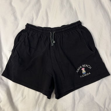 Black Shorts with Miami Beach Print
