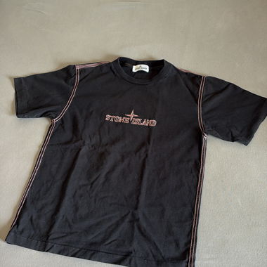 Hard-to-Find Stone Island Black and Pink T-shirt