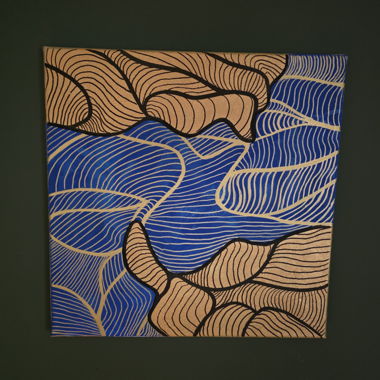 Tableau abstrait sur toile Bleu & Or