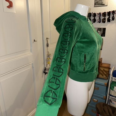 Sweat à capuche vert en velours
