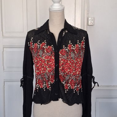 Camicia/blusa nera floreale y2k