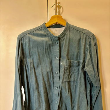 MUJI Flannel Stand Collar Shirt - Turquoise 