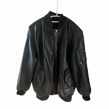 FAUX LEATHER BOMBER JACKET