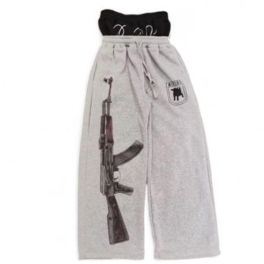 Y2k Gray Baggy Ak-47 Sweatpants 