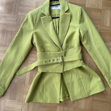 Bold Lime Green Blazer & High-Waist Shorts Set 