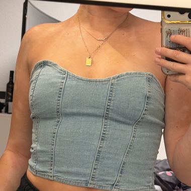 Jeans Corset-Top hellblau