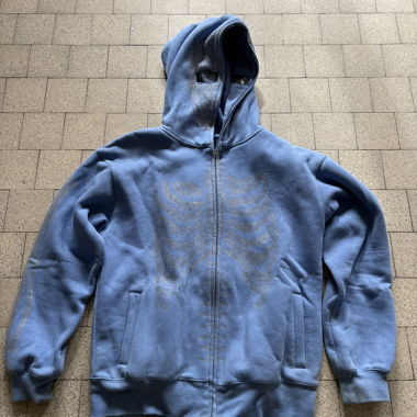 Hoodie à zip squelette bleu XS