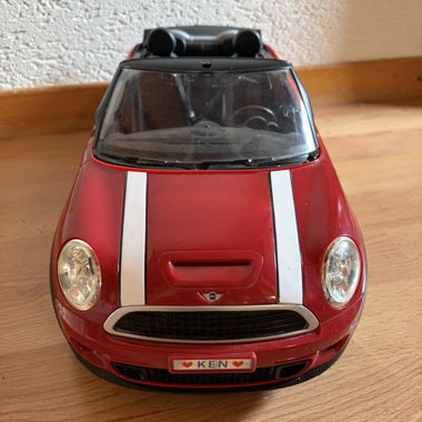 Mini Cooper Red Cabrio Barbie and Ken