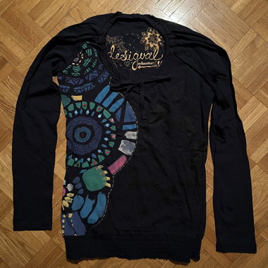 Top Desigual blu scuro a maniche lunghe