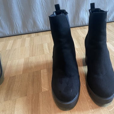 Asos black ankle boots faux suede